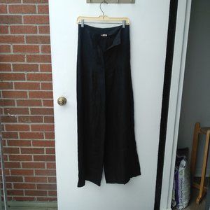 Black linen wide leg pants